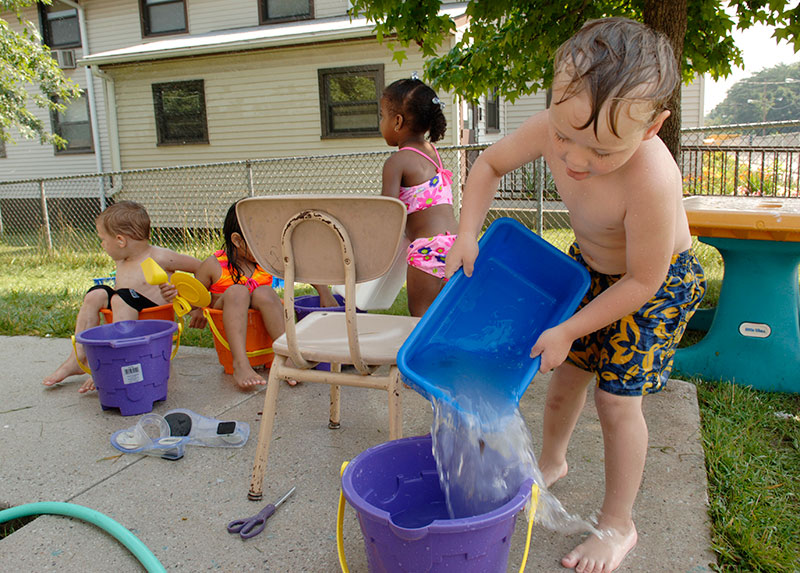 Children playing with water