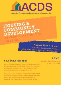 Flier with details about the Severn Stakeholder Housing and Community Development Meeting