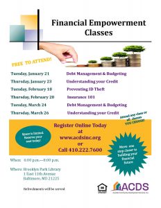 Flyer for financial empowerment classes