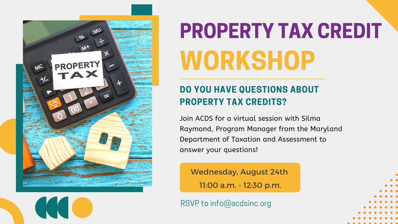 Property Tax Credit Workshop Flyer